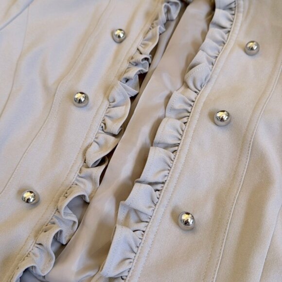 Beige Ruffle Silver Button Blazer - Picture 4 of 5